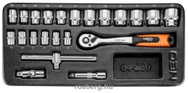 NEO dugókulcs készlet, 6-24 mm 84-239 3/8", 22 részes