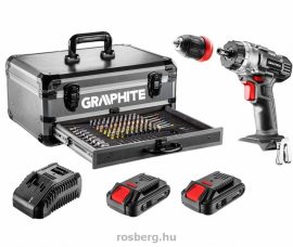 Akkus fúró ENERGY GRAPHITE 58G022-PS-15 + 2x18V/2.0Ah, 10 mm + aluminíum koffer + 109 kiegészítő